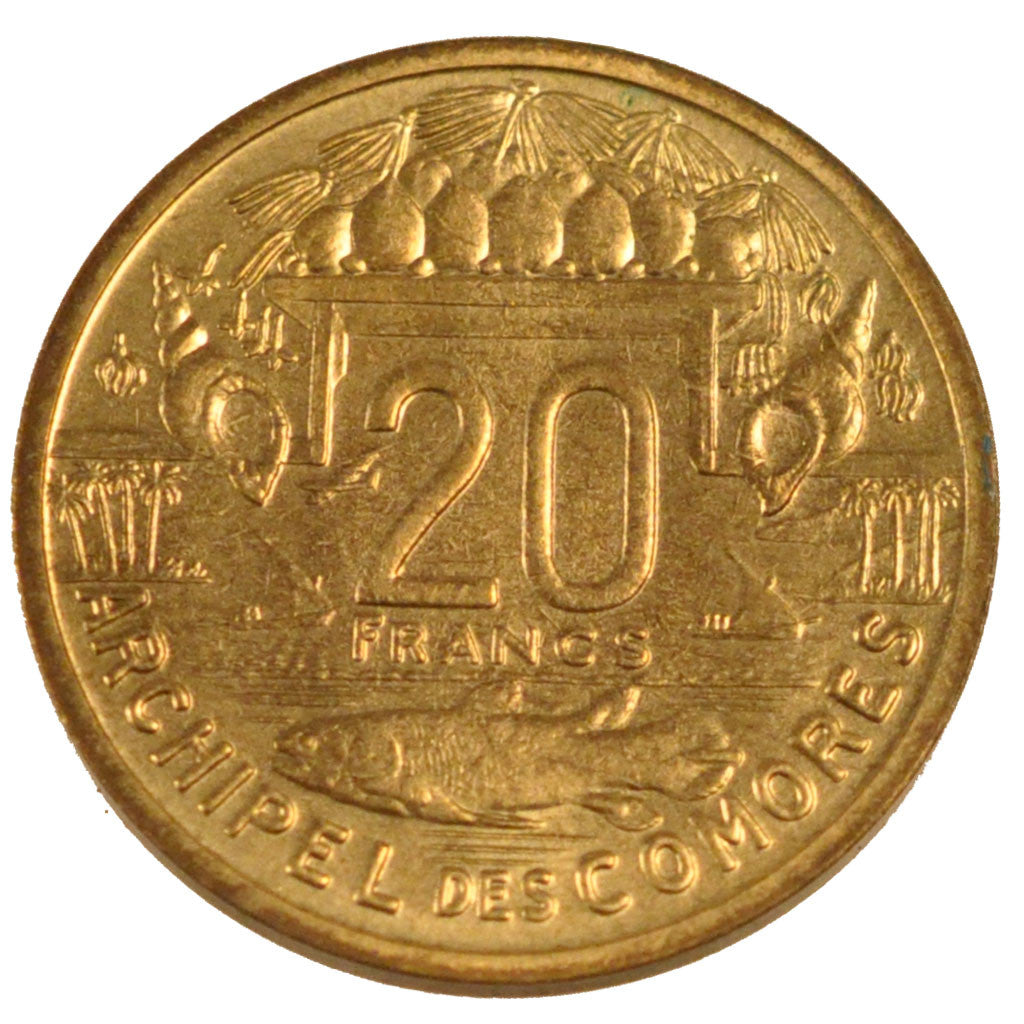 COMOROS, 20 Francs, 1964, Paris, KM #E5, MS(60-62), Cupro-nickel Aluminium,...