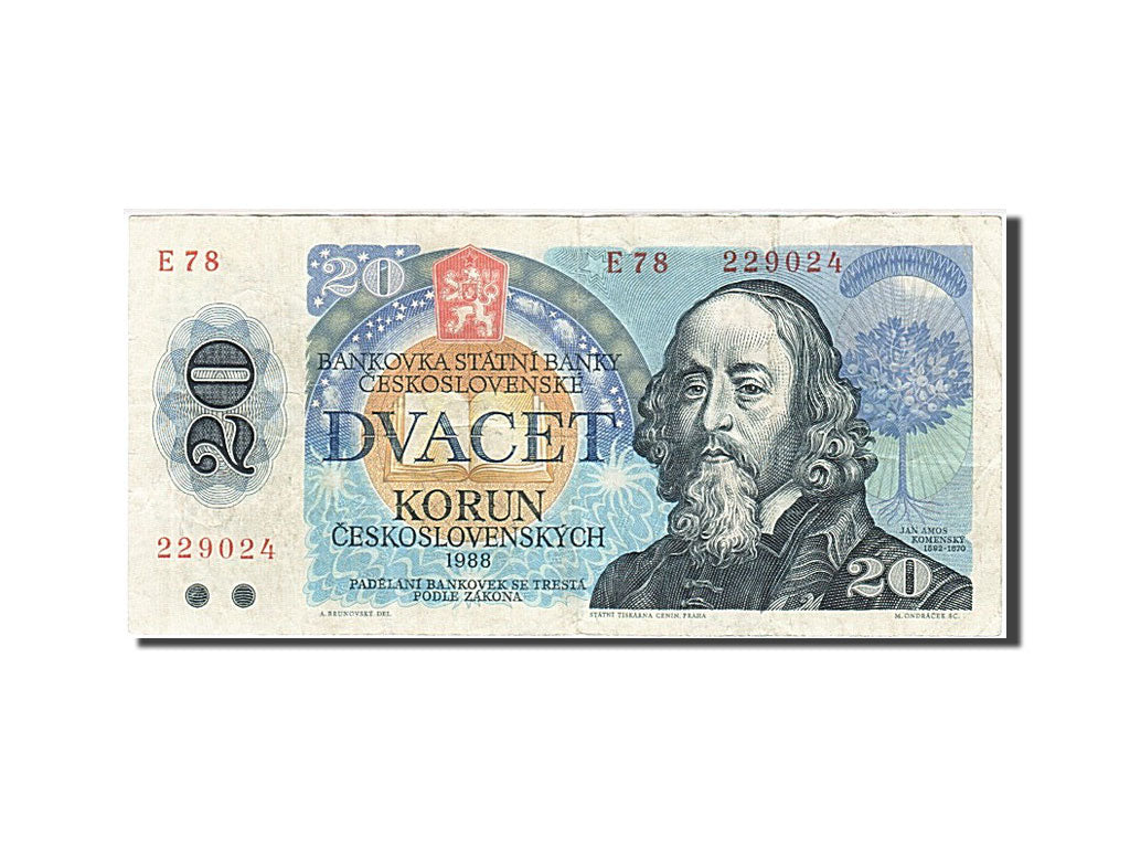 Geldschein, Tschechoslowakei, 20 Korun, 1988, SS