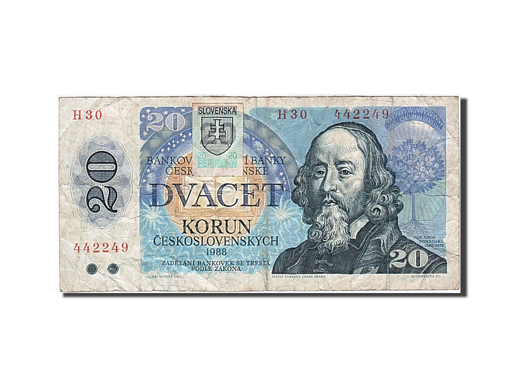 Geldschein, Tschechoslowakei, 20 Korun, 1988, S