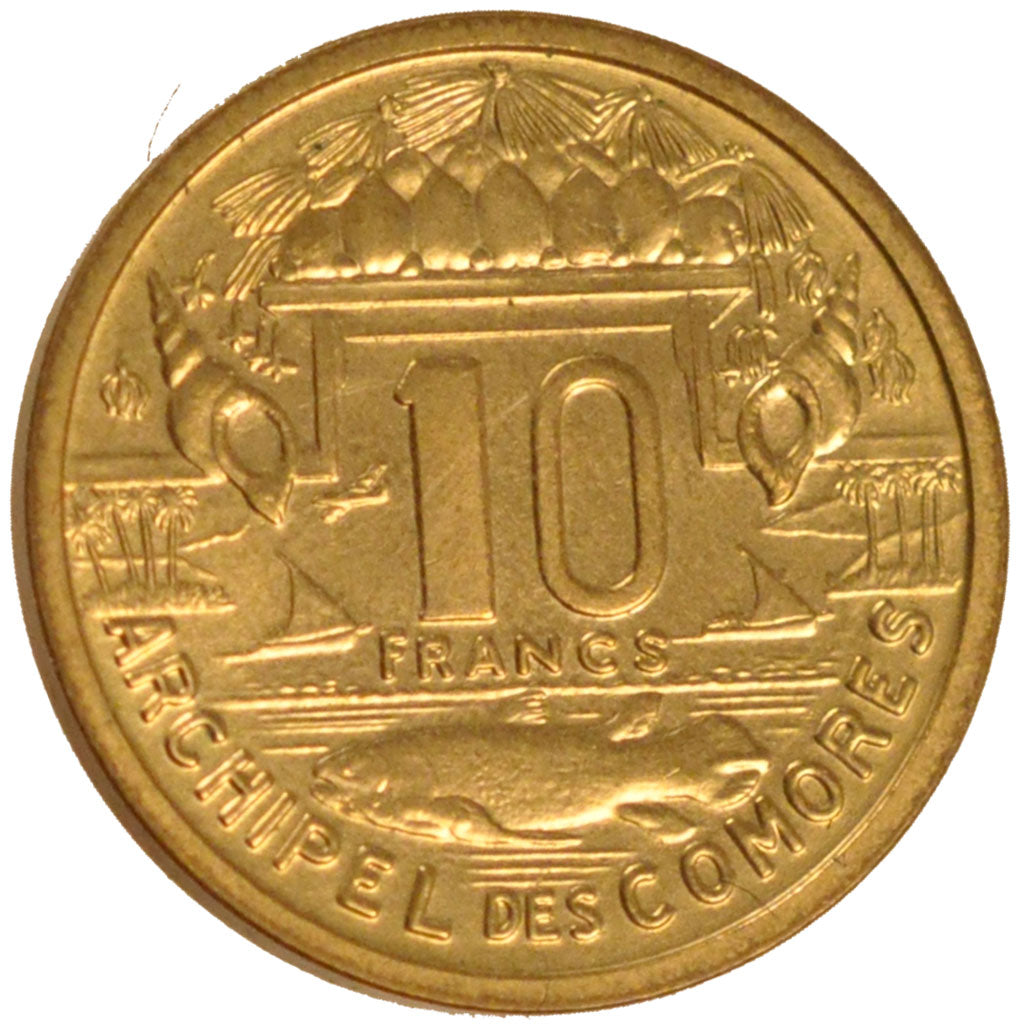 COMOROS, 10 Francs, 1964, Paris, KM #E4, MS(65-70), Cupro-nickel Aluminium,...