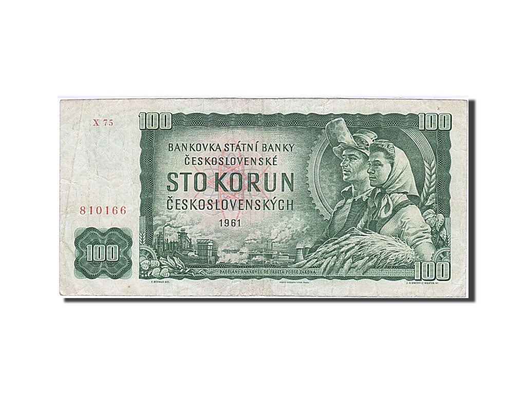 Biljet, Tsjecho-Slowakije, 100 Korun, 1961, TTB