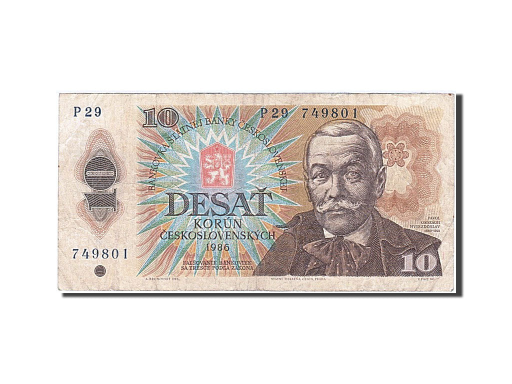 Banconote, Cecoslovacchia, 10 Korun, 1986, MB