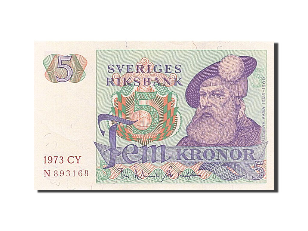 Sweden, 5 Kronor, 1973, KM #51c, UNC(63), CY
