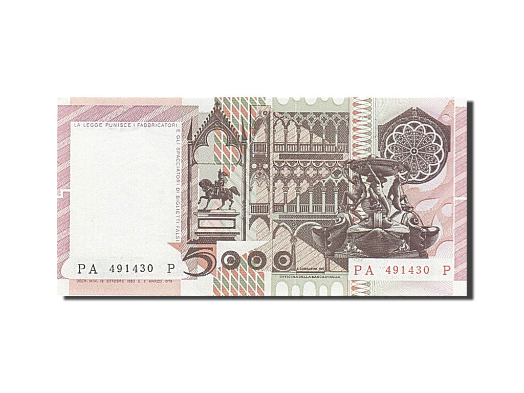 Italy, 5000 Lire, 1980, KM #105b, UNC(65-70), PA 491430 P