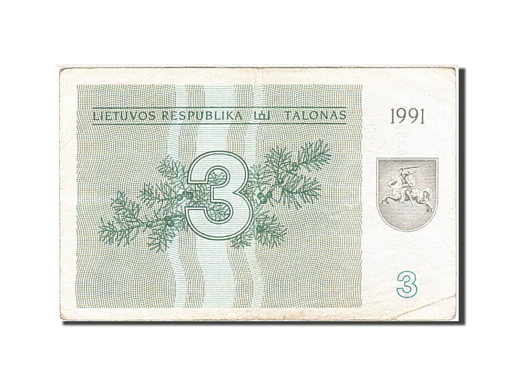 Lithuania, 3 (Talonas), 1991, KM #33b, VF(20-25), AL 035765
