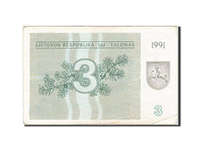Lithuania, 3 (Talonas), 1991, KM #33b, VF(20-25), AL 035765