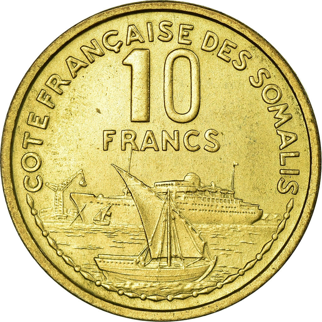 Coin, French Somaliland, 10 Francs, 1965, Paris, MS(65-70), Aluminum-Bronze