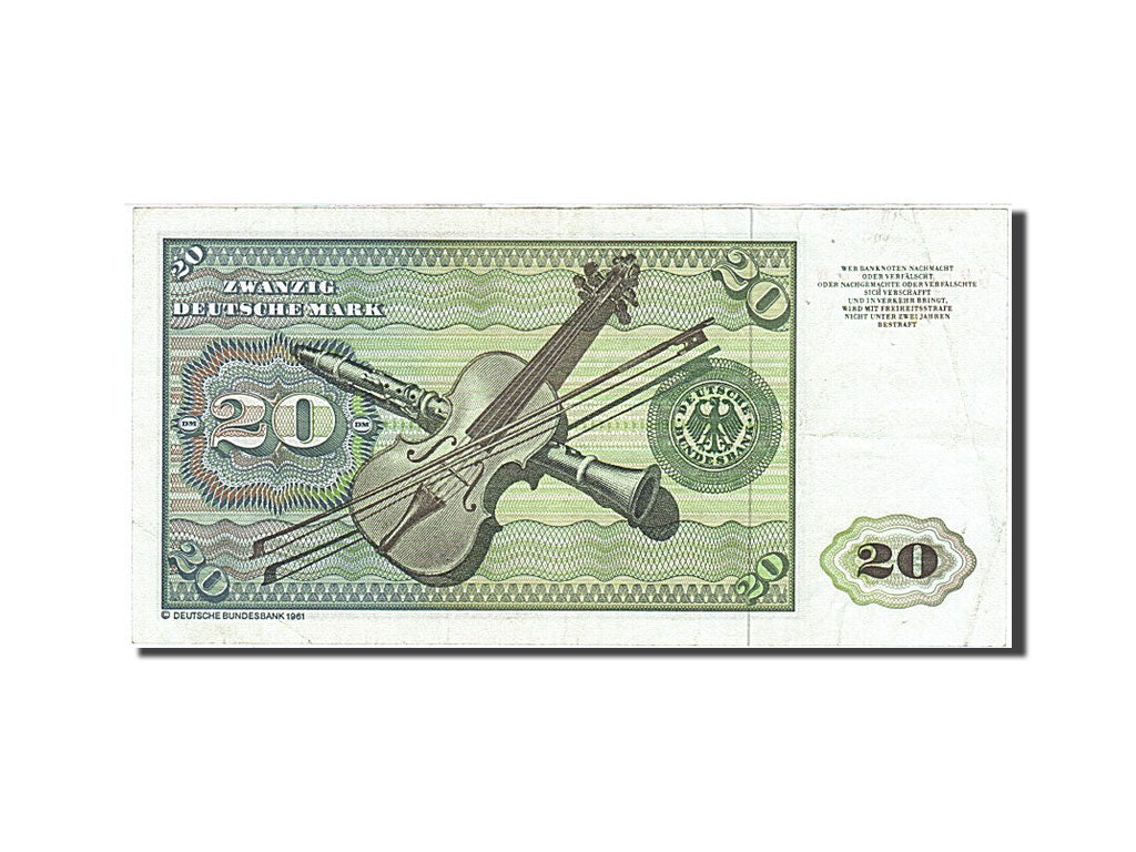 Billet, République fédérale allemande, 20 Deutsche Mark, 1980, 1980-01-02