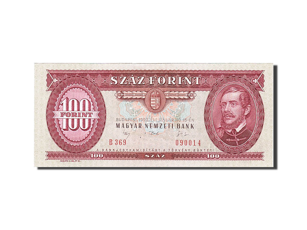 Banknote, Hungary, 100 Forint, 1992, 1992-01-15, AU(55-58)