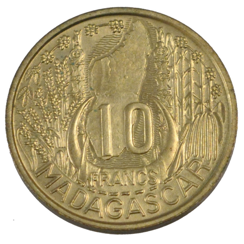 Madagascar, 10 Francs, 1953, Paris, FDC, Alluminio-bronzo, Lecompte:108