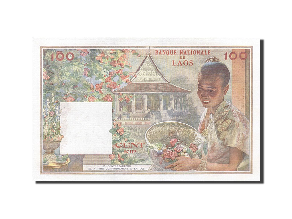 Geldschein, Lao, 100 Kip, 1957, UNZ-