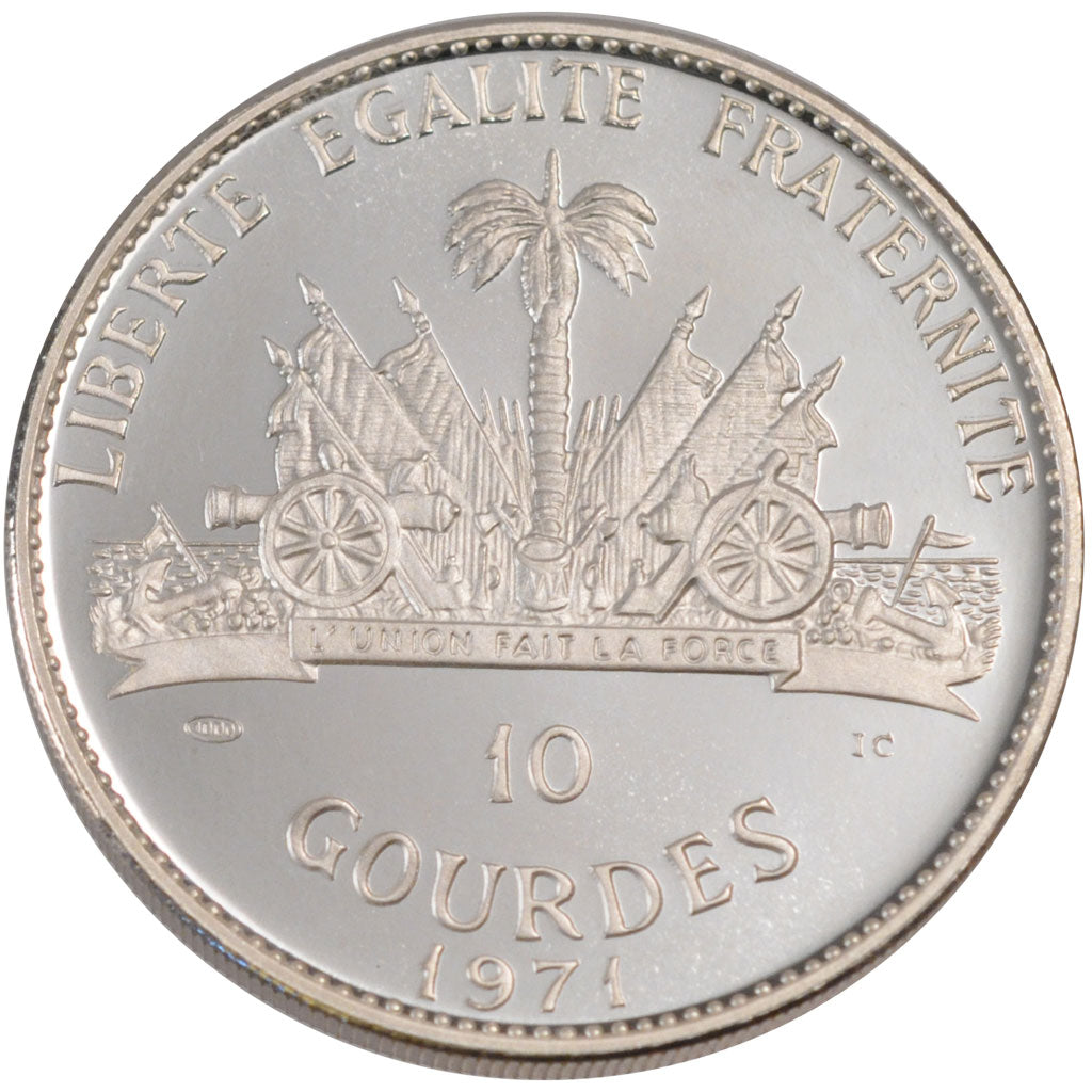 HAITI, 10 Gourdes, 1971, KM #79, MS(65-70), Silver, 40, 47.05