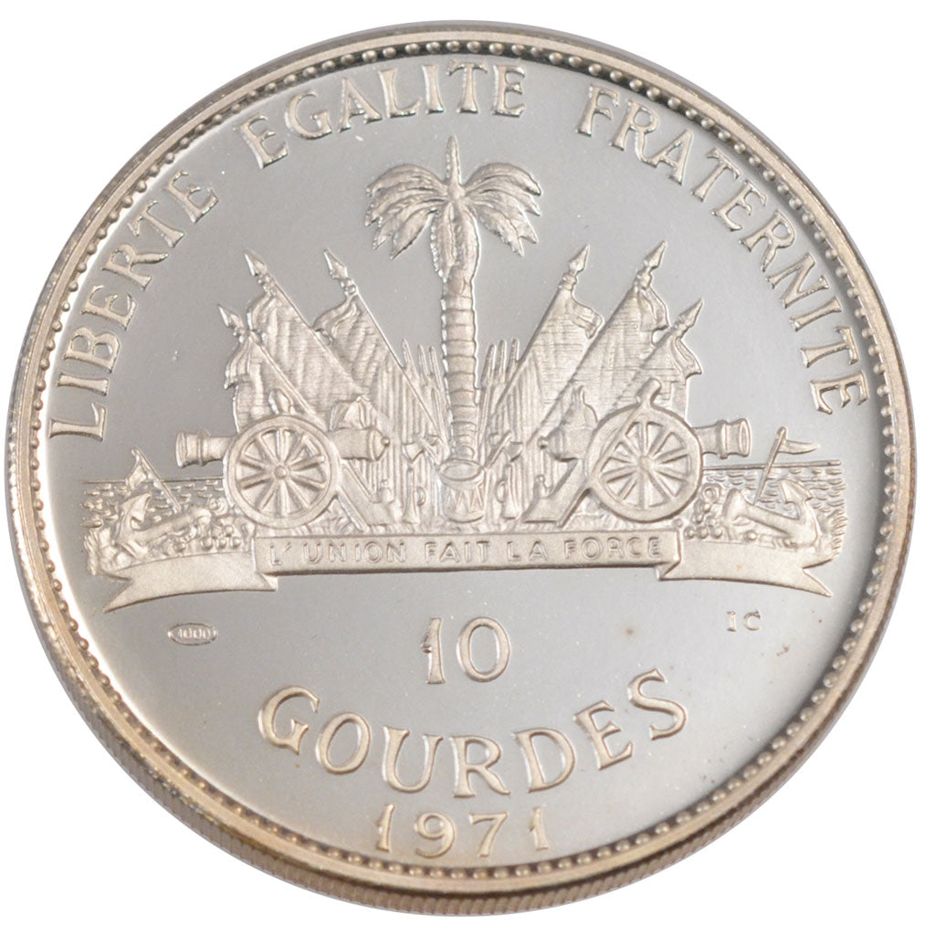 HAITI, 10 Gourdes, 1971, KM #81, MS(65-70), Silver, 40, 47.05