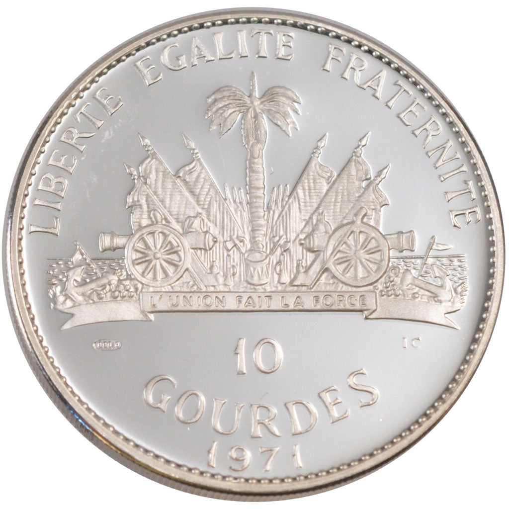 HAITI, 10 Gourdes, 1971, KM #82, MS(65-70), Silver, 40, 47.05