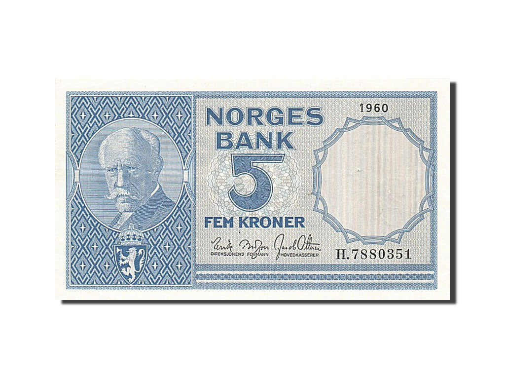 Norway, 5 Kroner, 1960, KM #30g, AU(55-58), H 7880351