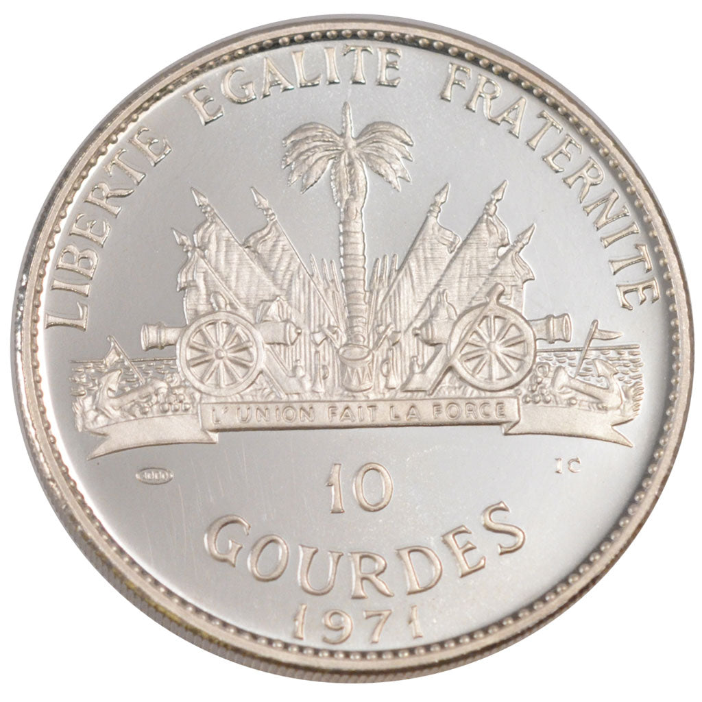 HAITI, 10 Gourdes, 1971, KM #83, MS(65-70), Silver, 40, 47.05