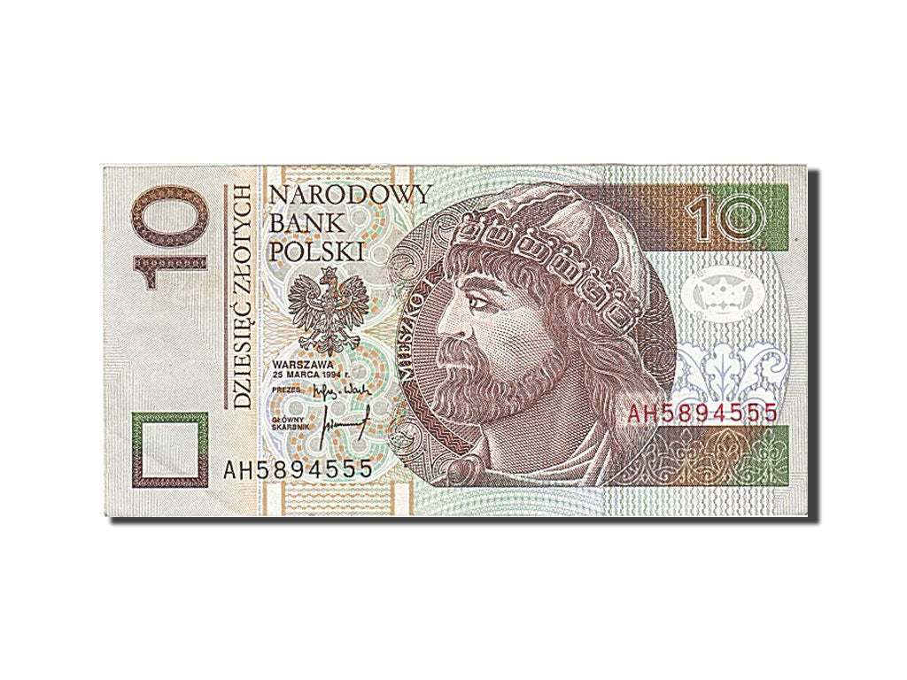 Poland, 10 Zlotych, 1994, KM #173a, 1994-03-25, AU(50-53), AH 5894555