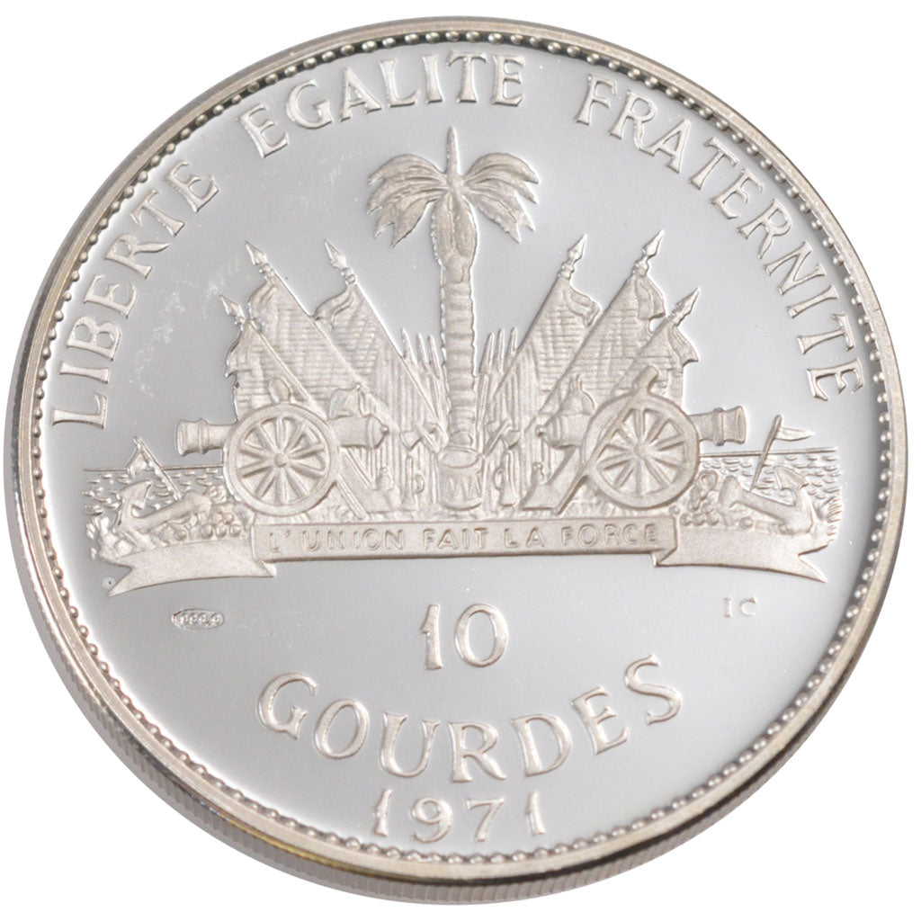 HAITI, 10 Gourdes, 1971, KM #84, MS(65-70), Silver, 40, 47.05