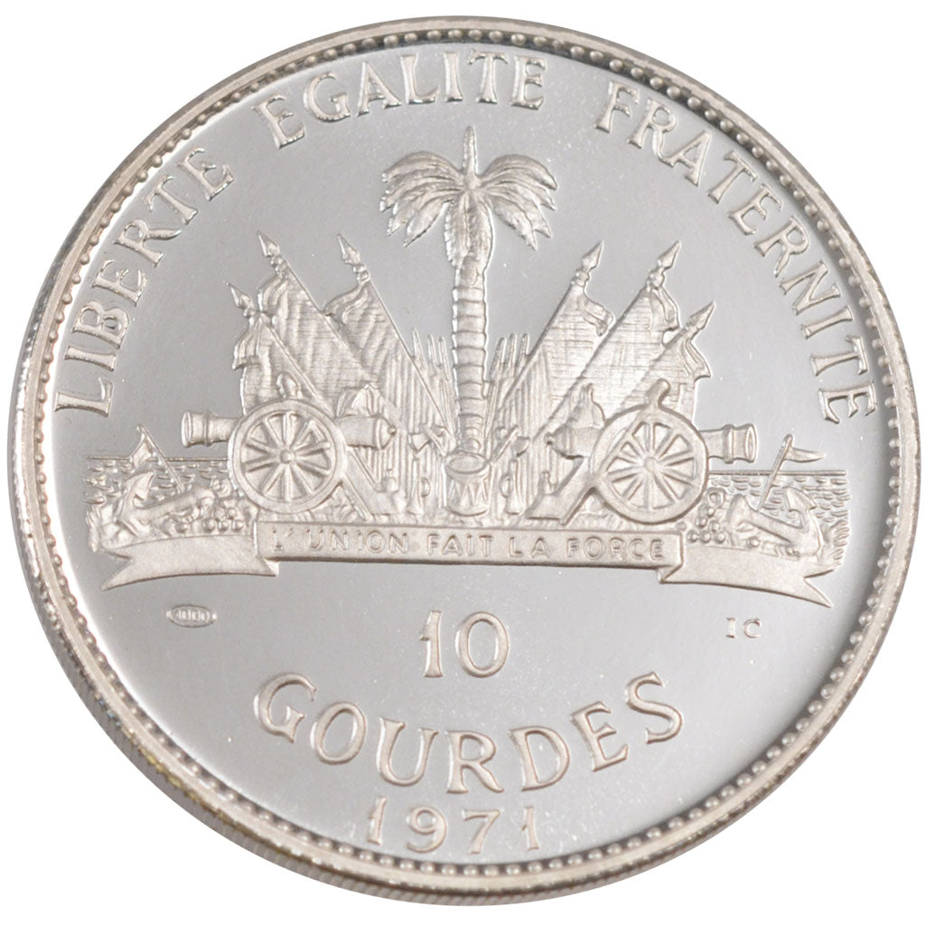 HAITI, 10 Gourdes, 1971, KM #85, MS(65-70), Silver, 40, 47.05