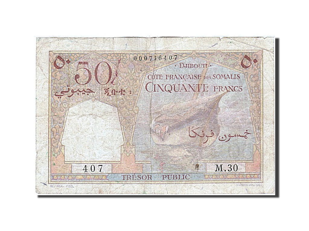 Costa francese dei somali, 50 Francs, 1952, MB