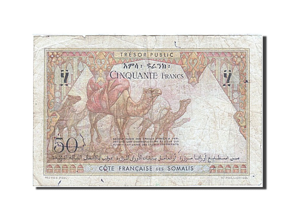 Costa francese dei somali, 50 Francs, 1952, MB