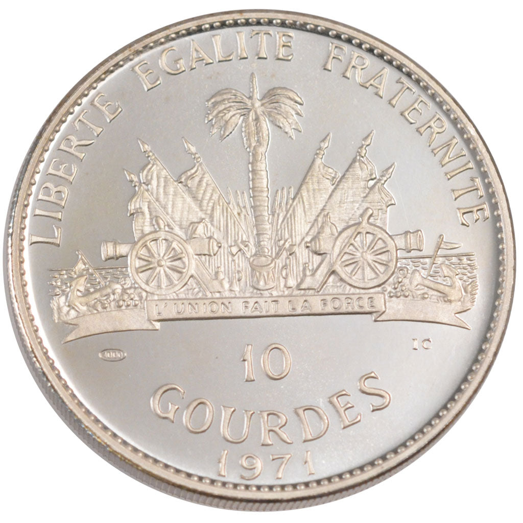 HAITI, 10 Gourdes, 1971, KM #86, MS(65-70), Silver, 40, 47.05