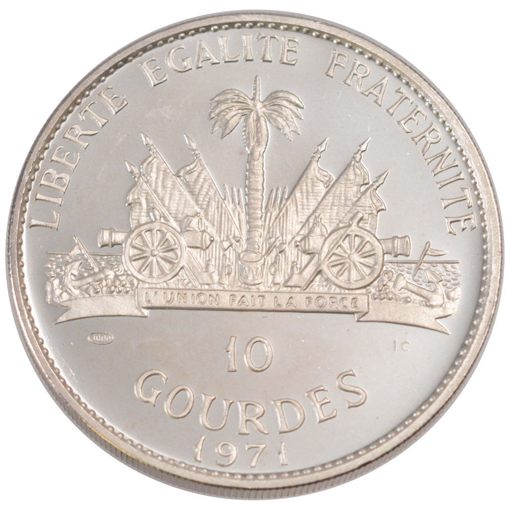 HAITI, 10 Gourdes, 1971, KM #87, MS(65-70), Silver, 40, 47.05