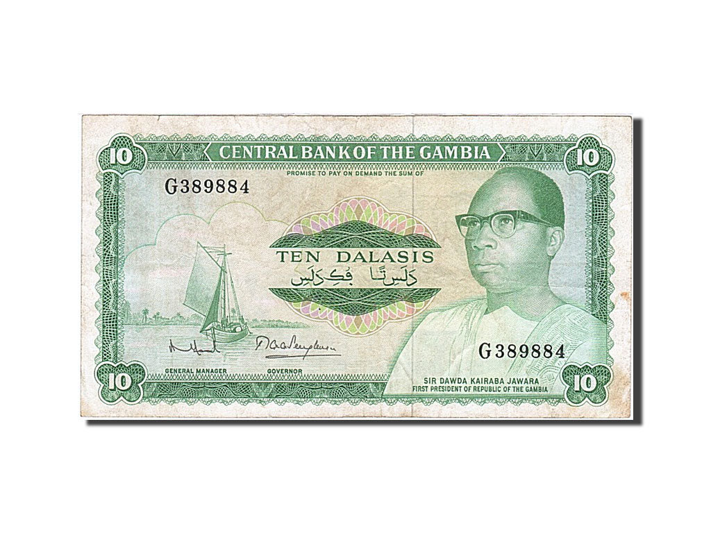 Banknot, Gambia, 10 Dalasis, 1972, VF(30-35)