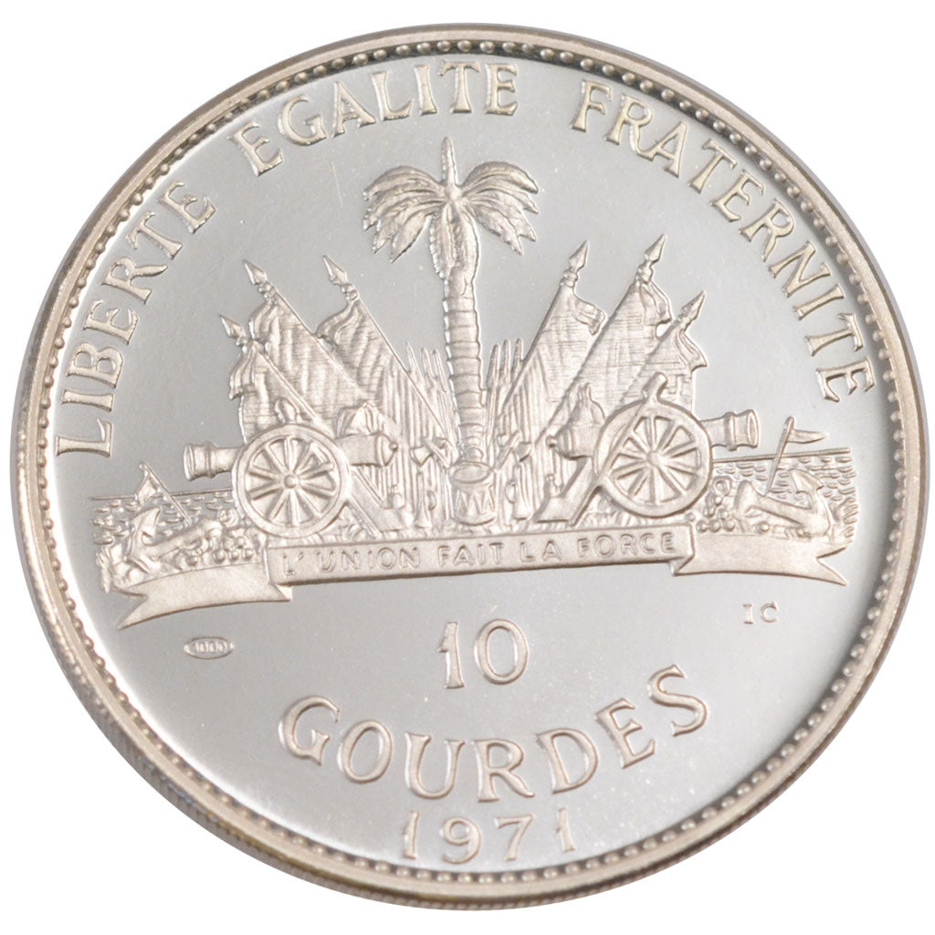 HAITI, 10 Gourdes, 1971, KM #80, MS(65-70), Silver, 40, 47.05