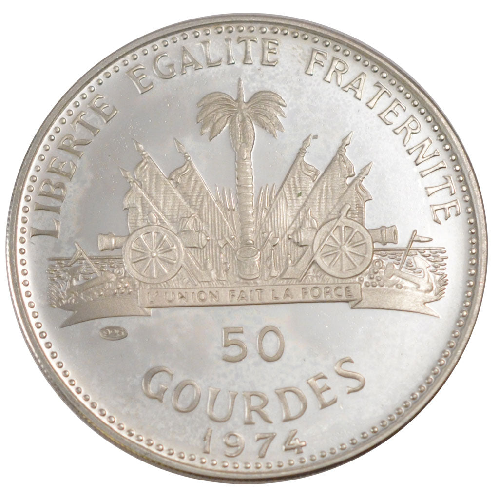 HAITI, 50 Gourdes, 1974, KM #105, MS(65-70), Silver, 16.75
