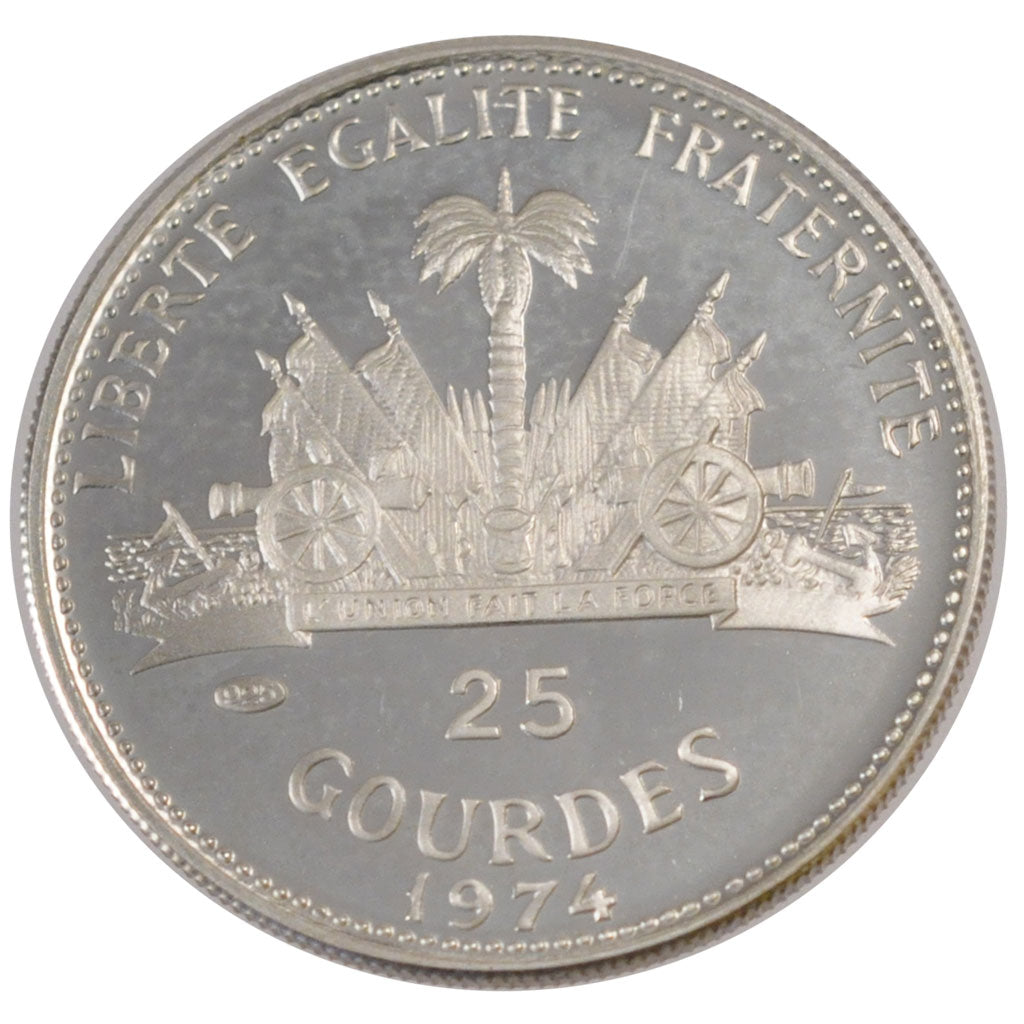 HAITI, 25 Gourdes, 1974, KM #102, MS(65-70), Silver, 8.37