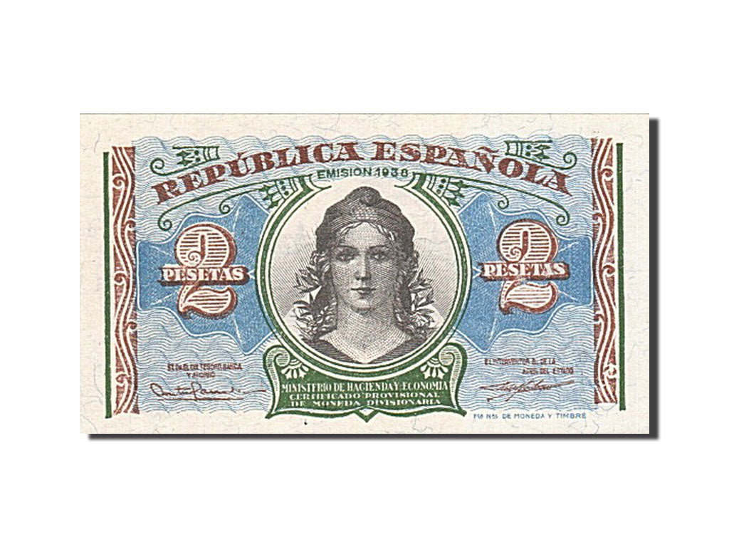 Spain, 2 Pesetas, 1938, KM #95, UNC(65-70), A 2811831