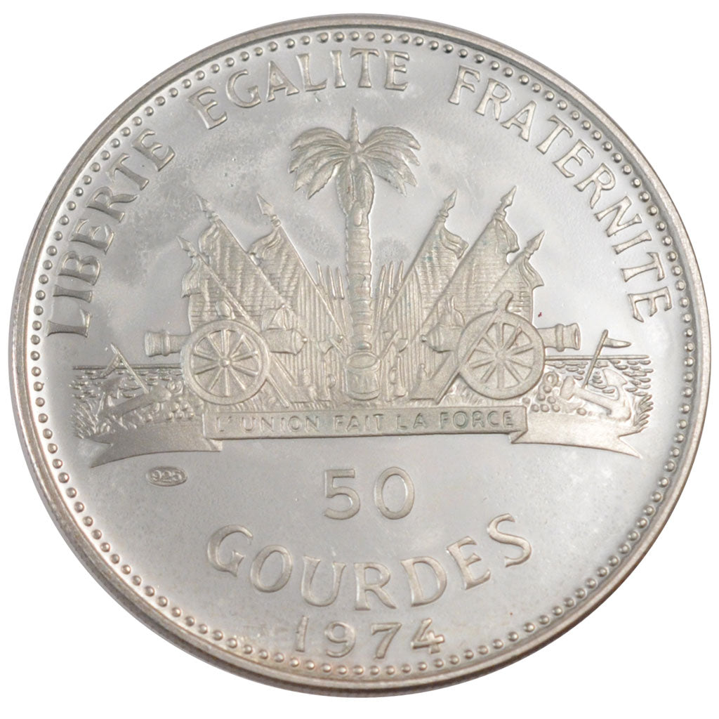 HAITI, 50 Gourdes, 1974, KM #104.1, MS(65-70), Silver, 16.75