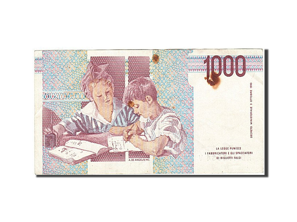 Banconote, Italia, 1000 Lire, MB+
