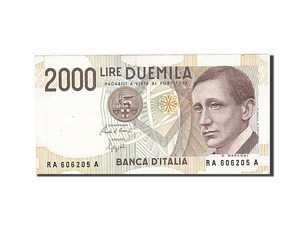 Italy, 2000 Lire, 1990, KM #115, 1990-10-03, AU(55-58), RA 606205 A
