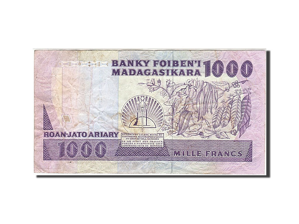 Banknote, Madagascar, 1000 Francs = 200 Ariary, 1988, VF(20-25)