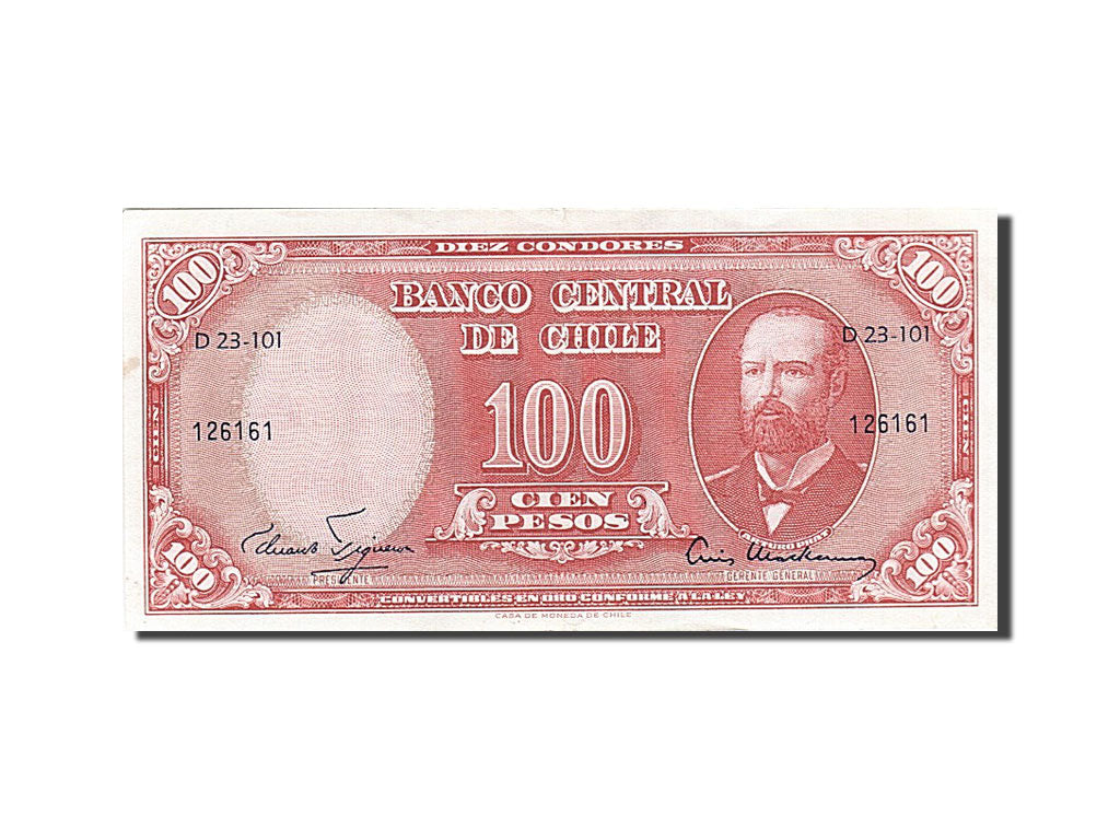 Chile, 10 Centesimos on 100 Pesos, 1958, KM #127a, AU(55-58), 126161