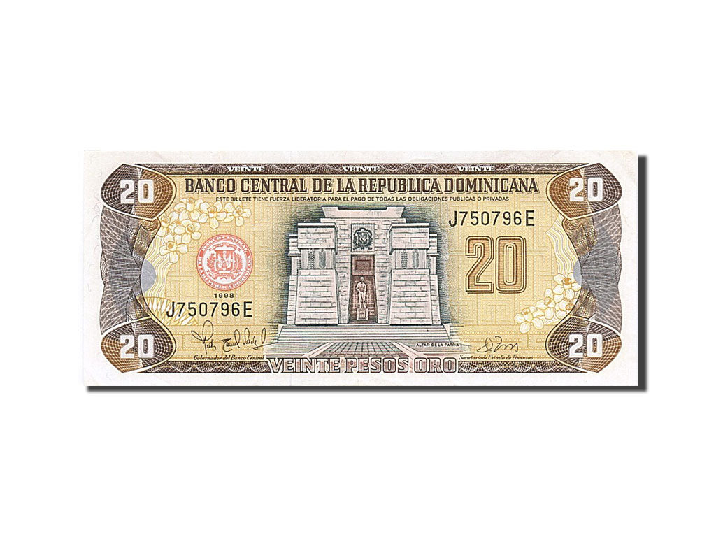 Banknote, Dominican Republic, 20 Pesos Oro, 1998, AU(55-58)