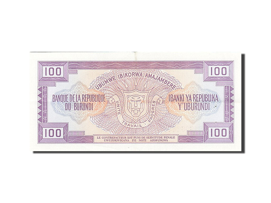 Banknote, Burundi, 100 Francs, 1990, 1990-07-01, AU(50-53)
