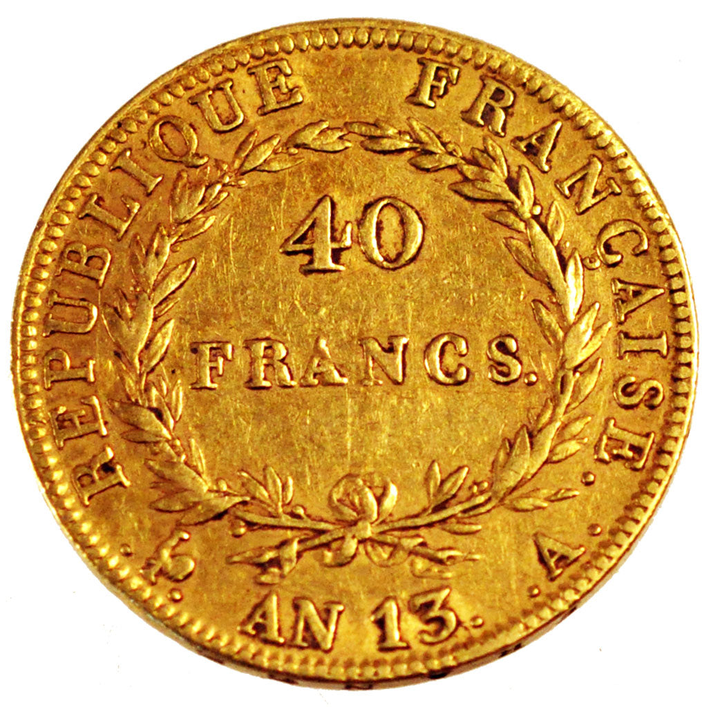 FRANCE, Napoléon I, 40 Francs, 1804, Paris, KM #664.1, AU(50-53), Gold, Gadoury 