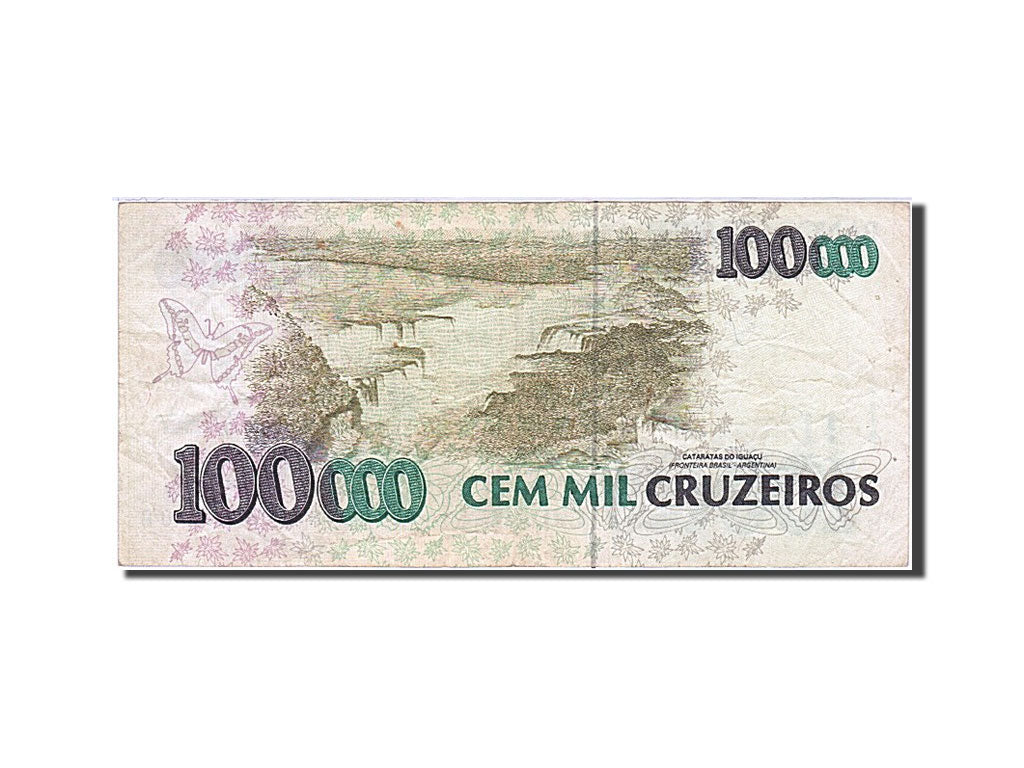 Billet, Brésil, 100,000 Cruzeiros, TB