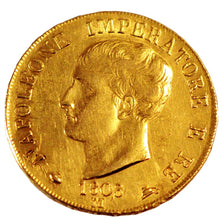 ITALIAN STATES, 40 Lire, 1808, Milan, KM #12, AU(50-53), Gold, 12.89
