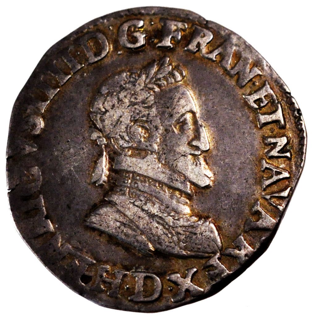 FRANCE, Demi Franc, 1594, Lyons, EF(40-45), Silver, Sombart #4778, 6.91