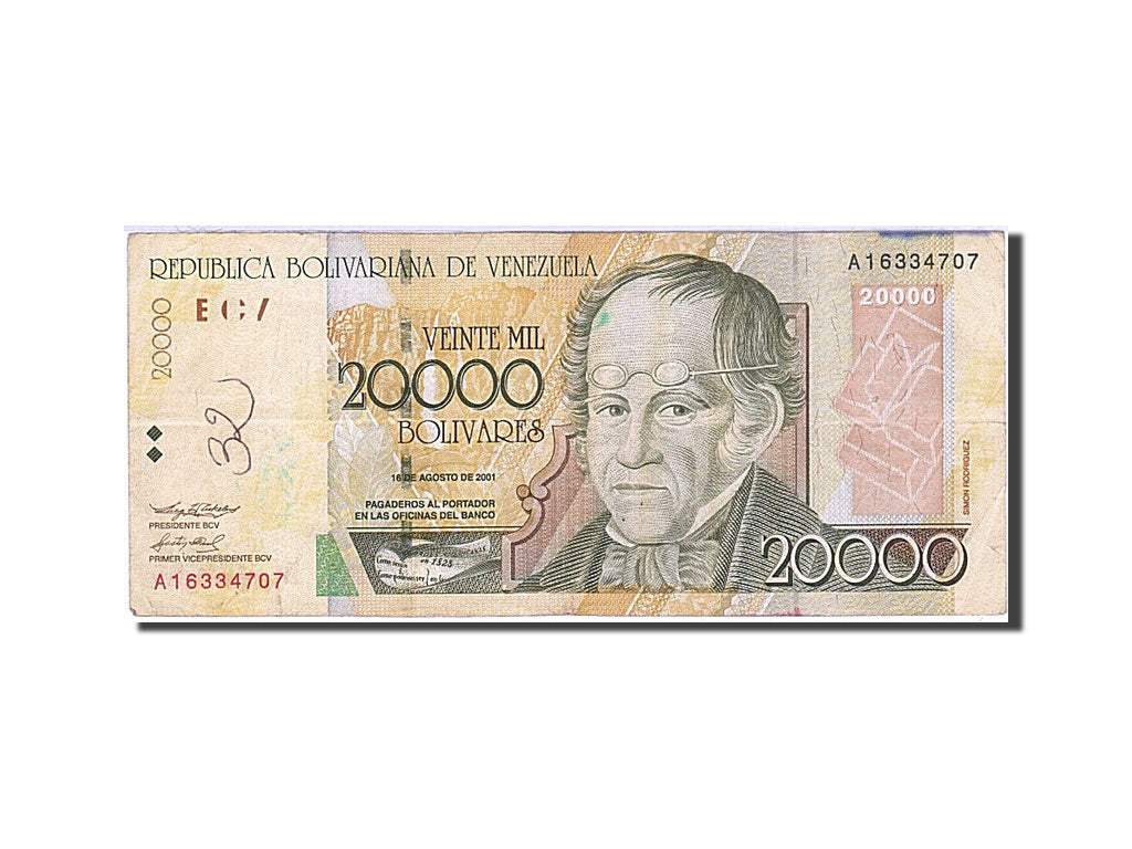 Venezuela, 20,000 Bolívares, 2001, KM #86a, 2001-08-16, EF(40-45), A 16334707