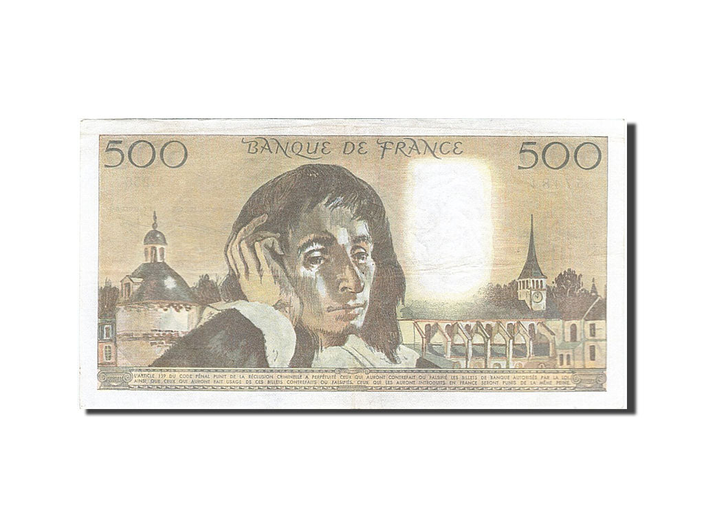France, 500 Francs, 500 F 1968-1993 ''Pascal'', 1987, KM #156f, 1987-01-21,...