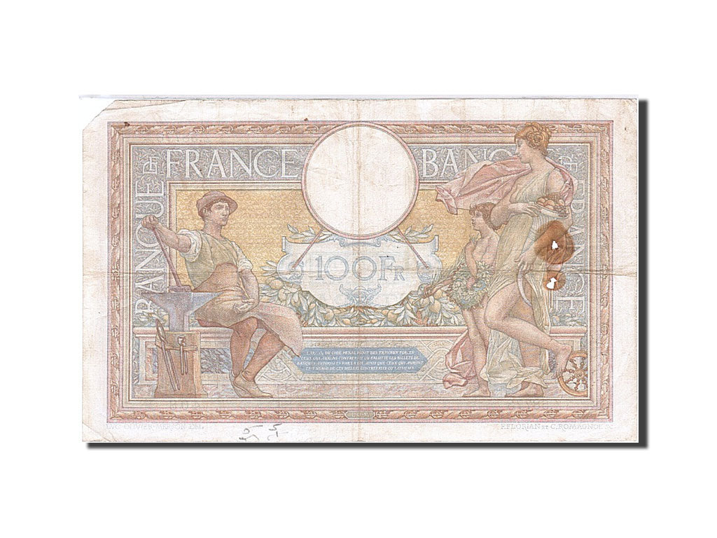 France, 100 Francs, 100 F 1908-1939 ''Luc Olivier Merson'', 1938, KM #78c,...