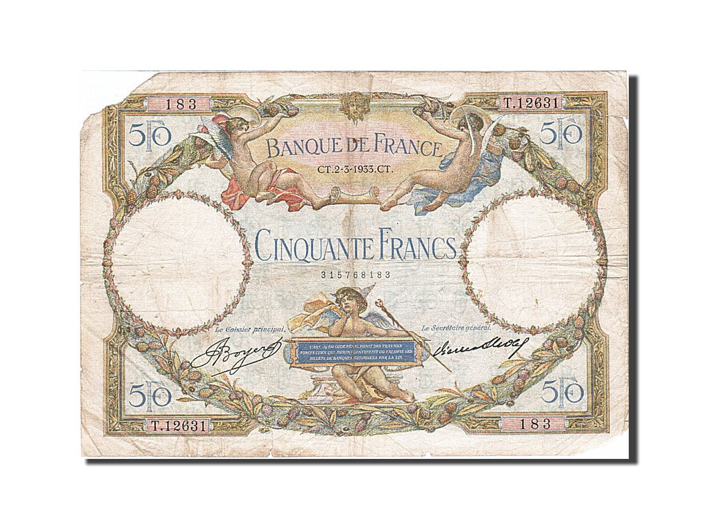 France, 50 Francs, 50 F 1927-1934 ''Luc Olivier Merson'', 1933, KM #80b,...