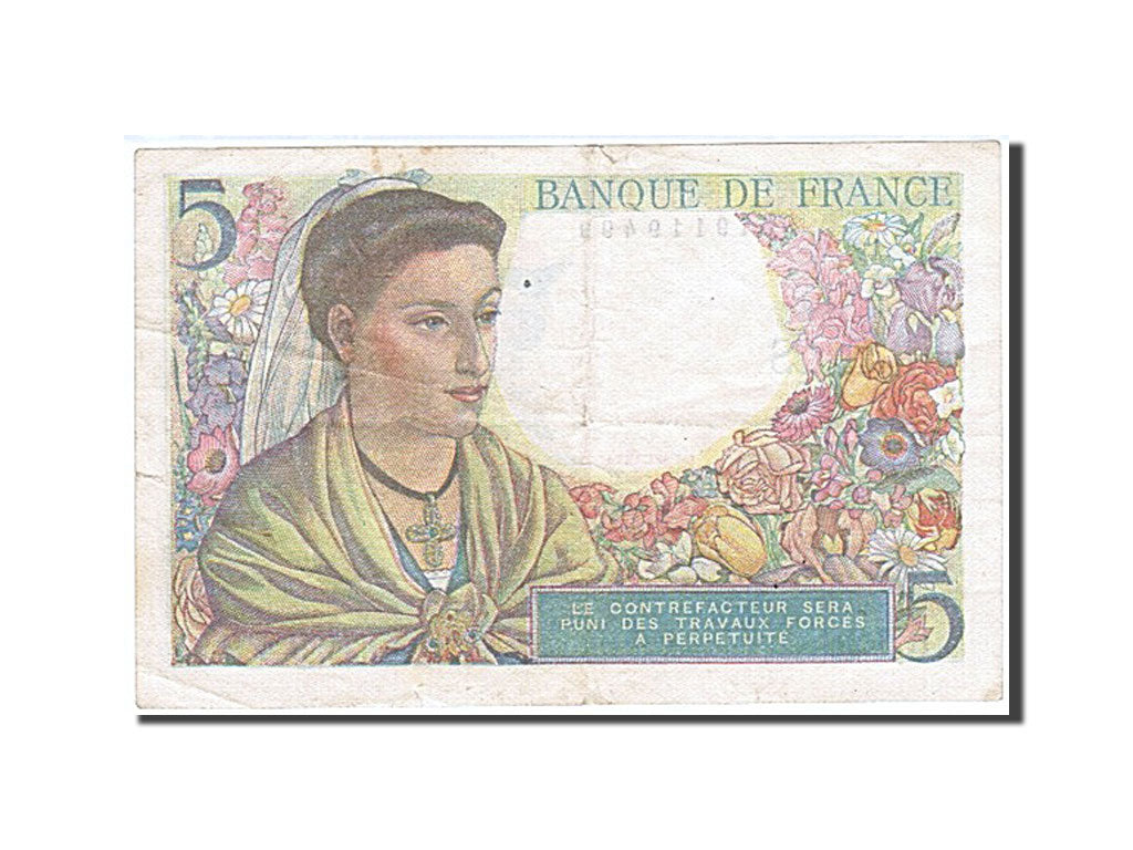 Banknote, France, 5 Francs, 5 F 1943-1947 ''Berger'', 1945, 1945-04-05