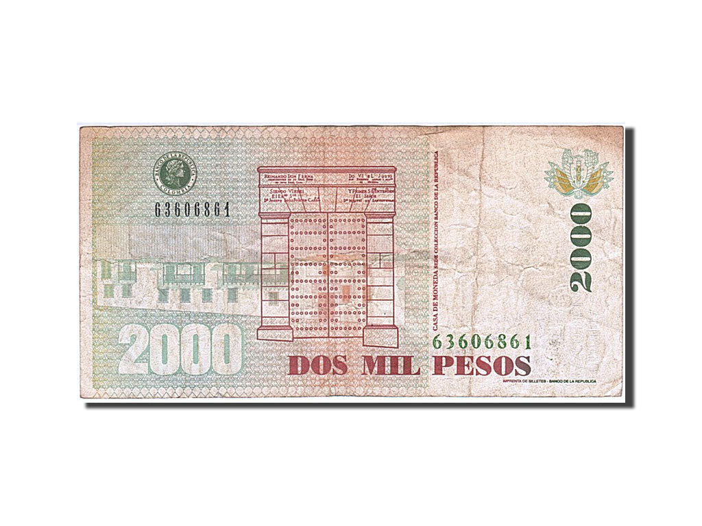 Banknote, Colombia, 2000 Pesos, 2000, 2000-10-12, VF(20-25)