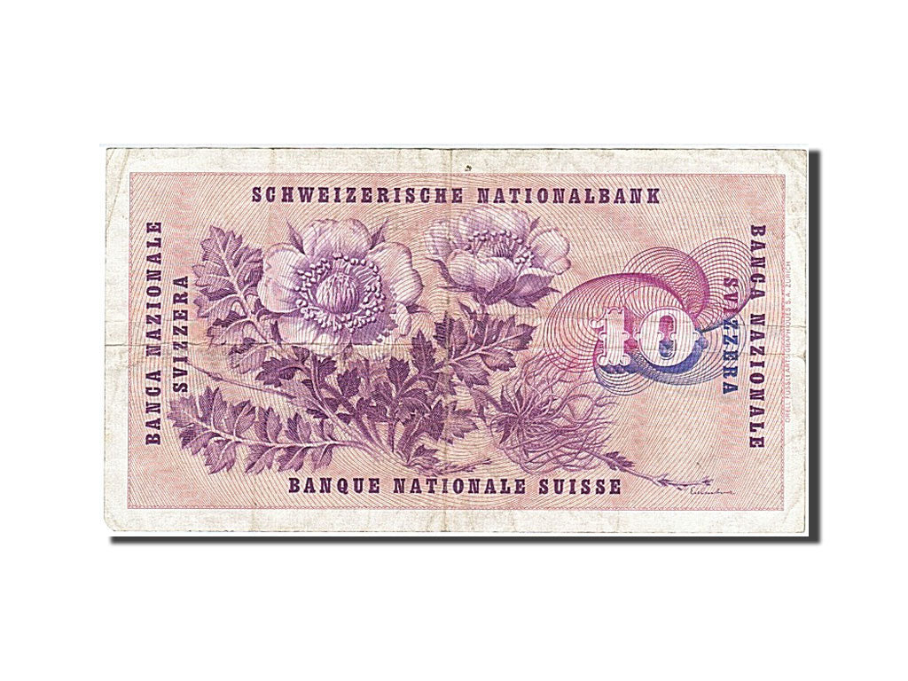 Switzerland, 10 Franken, 1961, KM #45g, 1961-10-26, VF(20-25), 051795
